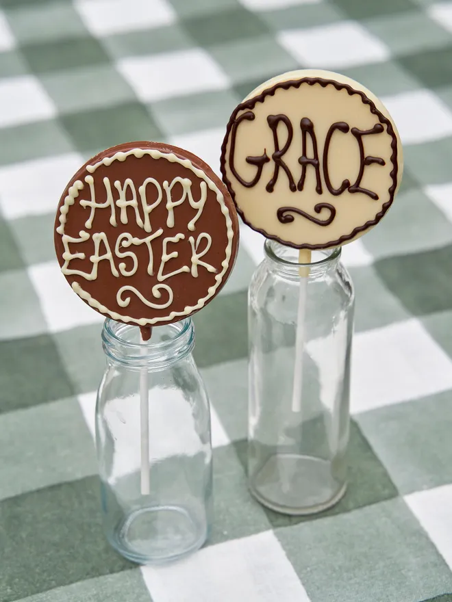 Personalised chocolate lollipops