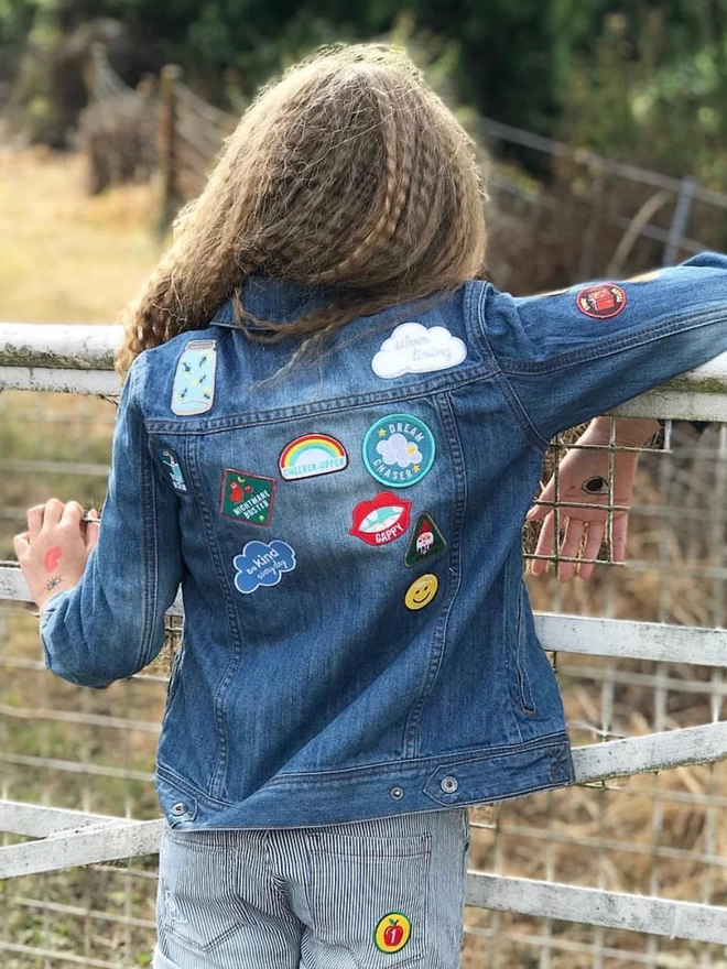 Embroidered Merit Patch Denim Jacket Children Girl Mims & Family