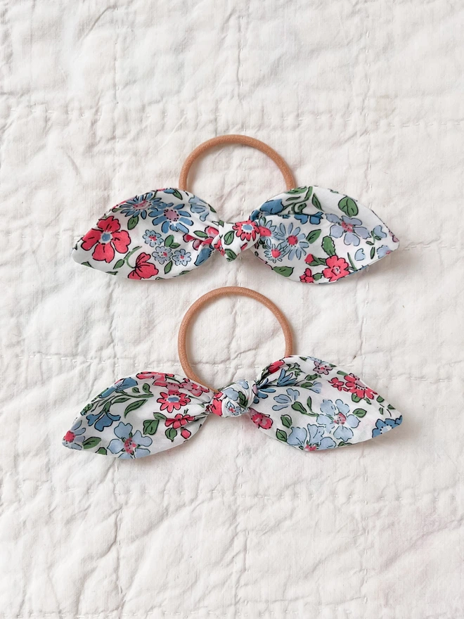 Set of two hair bobbles in a pretty liberty print