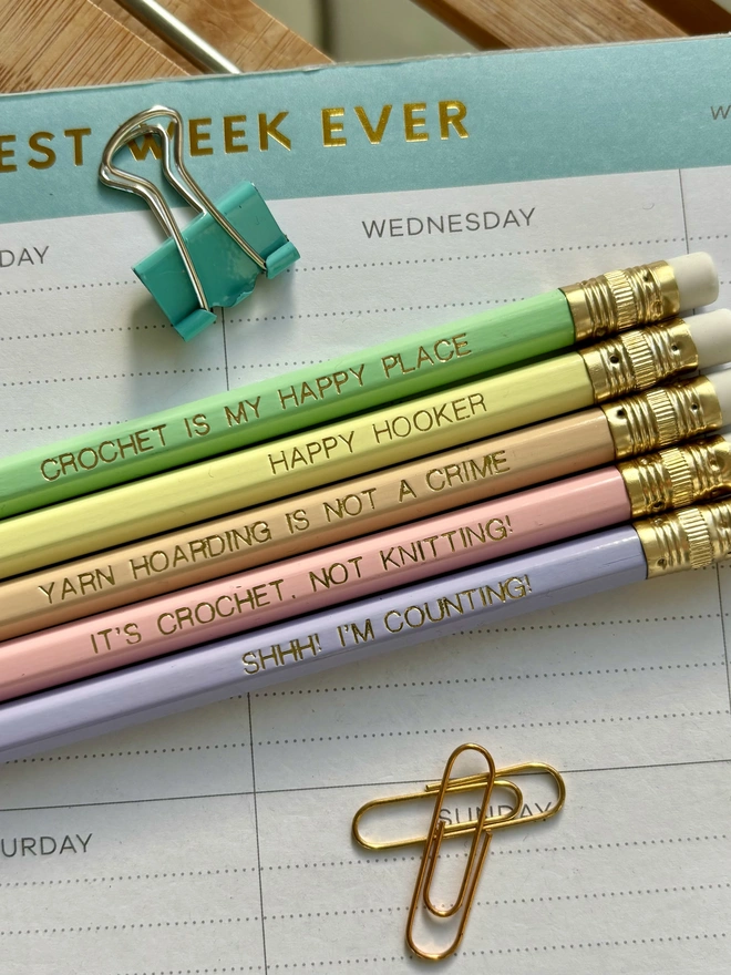 Crochet Themed Pencil Set (Set of 5)