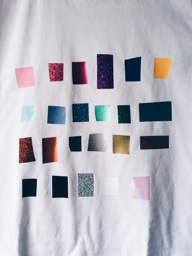 vinyl swatches of print colours