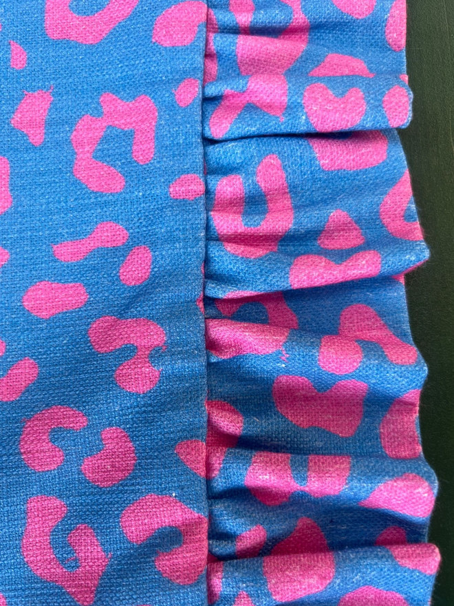 blue pink leopard print table runner