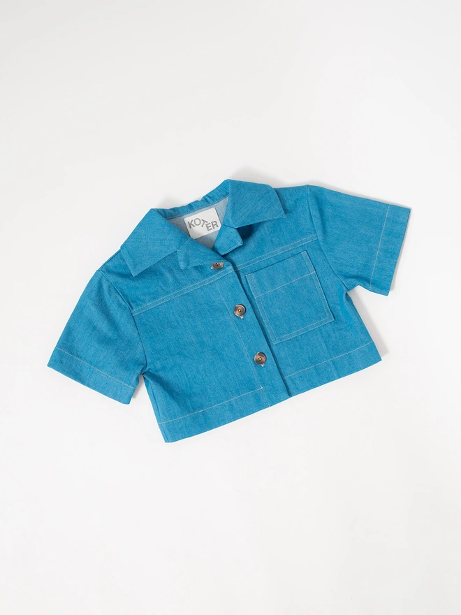 oversized kids denim shirt using sustainable materials for unisex kidswear