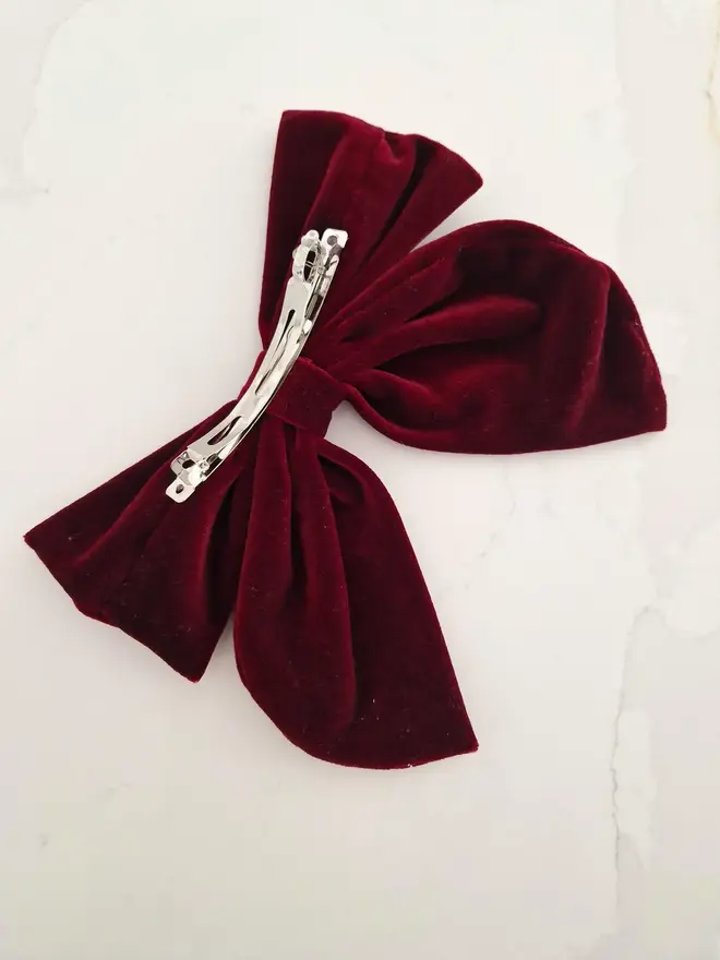 hand embroidered velvet hair bow clip