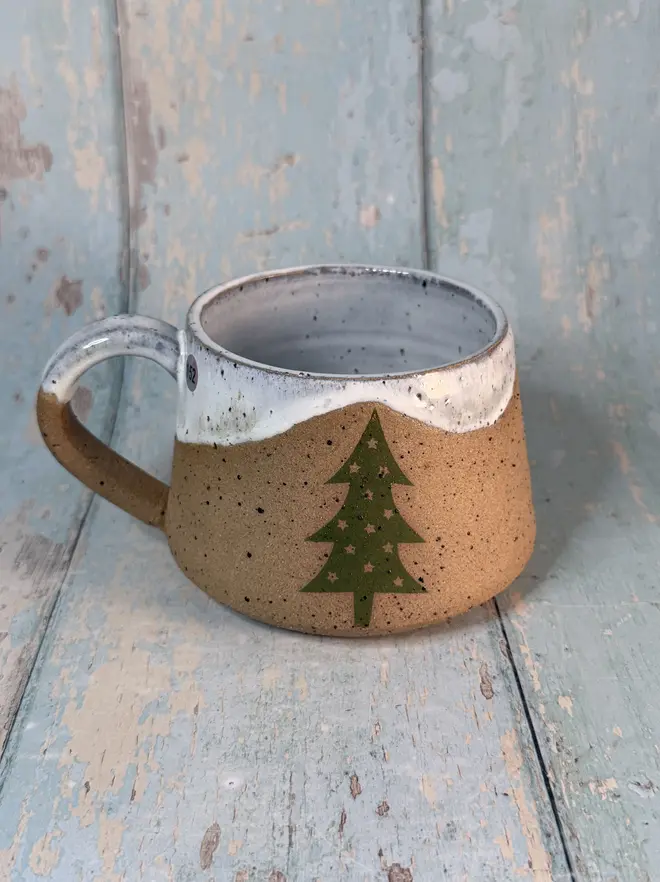 White and Green Christmas Tree Mug
