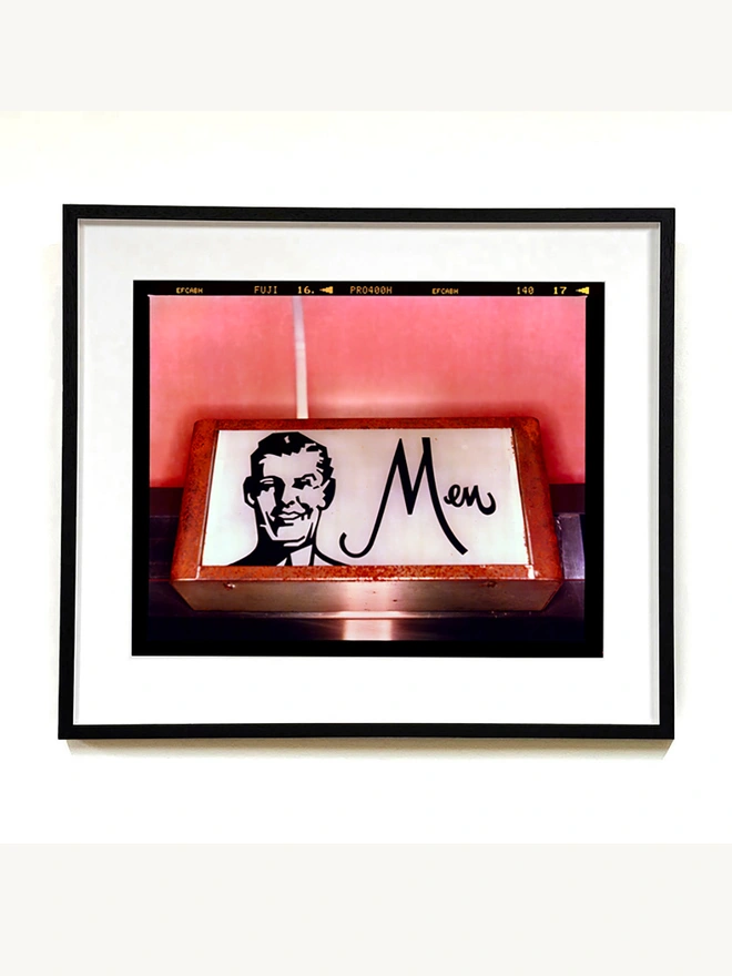 Men Pink Typography Photography Print Richard Heeps Mounted Square Framed in Black