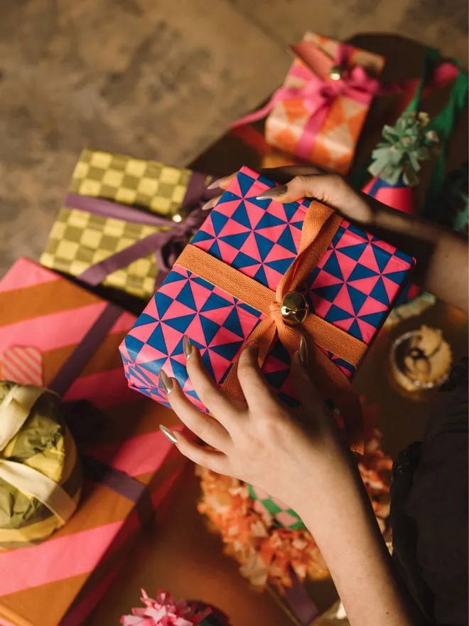 Pattern Tissue paper wrapped gifts