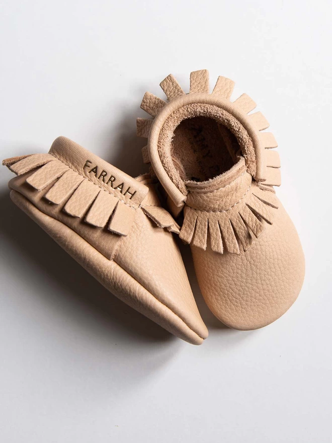 Natural Handmade Leather Baby Moccasins