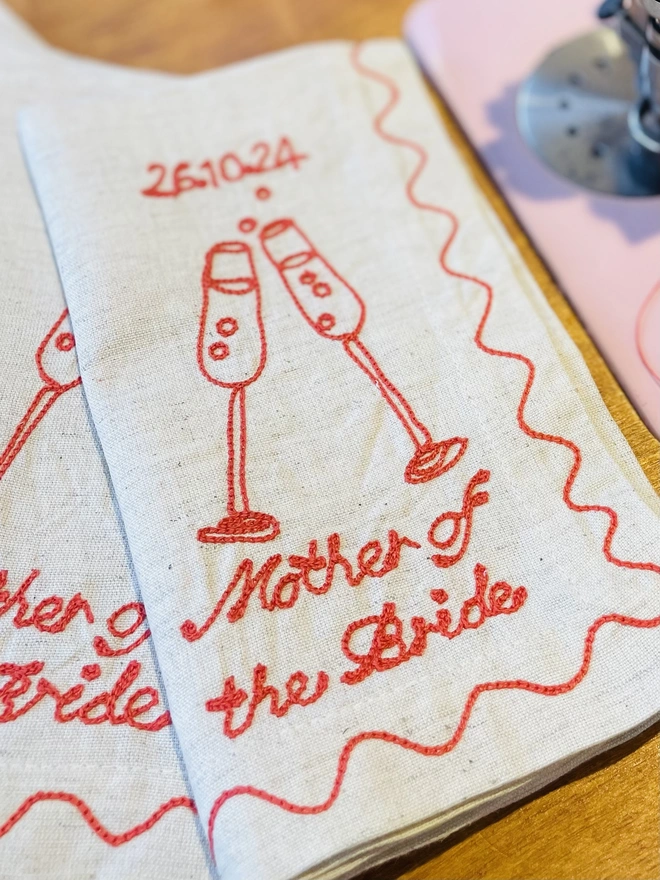 Embroidered Personalised Wedding Napkins - Top Table