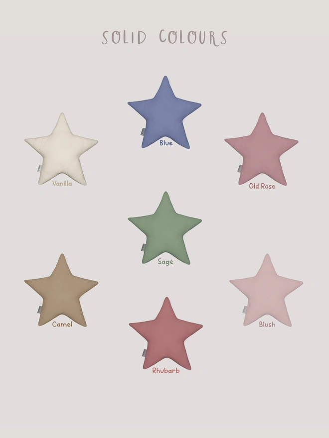 Star cushion in all the solid colours available