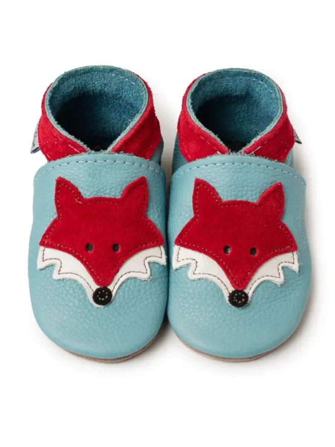 fox blue and red baby shoes