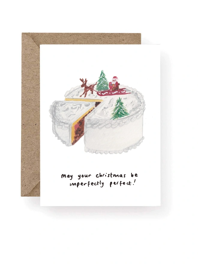 O come all ye cake-ful Christmas Cake Christmas Card 