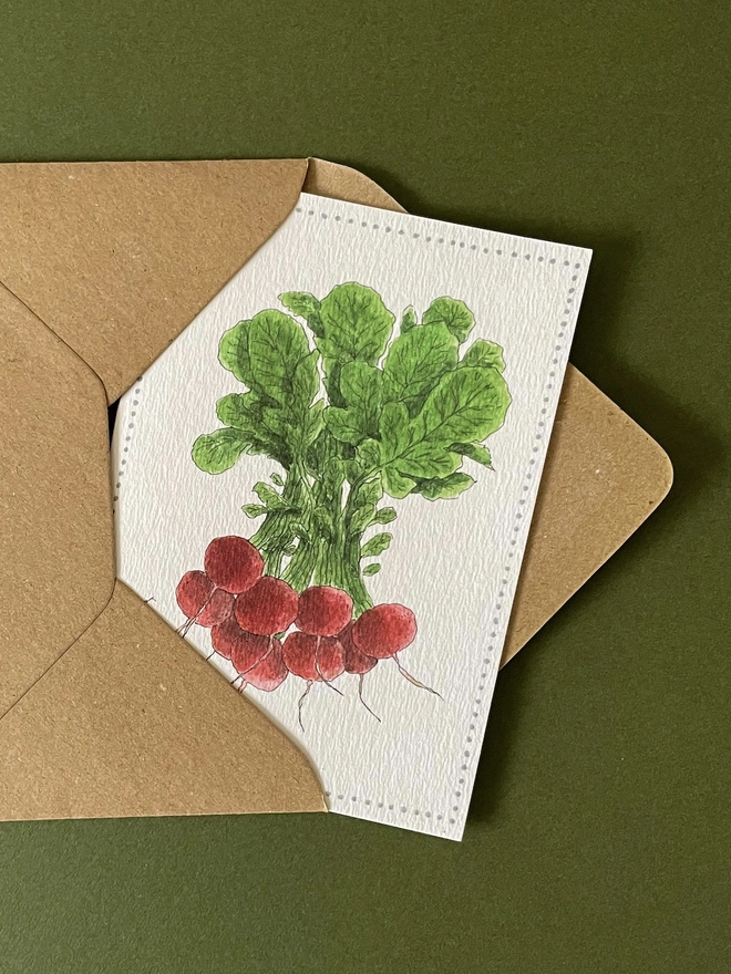 Garden Lover's Watercolour Radish Greetings Card 