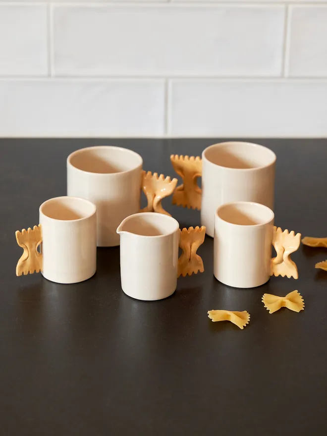 Farfalle pasta Cups and Jugs