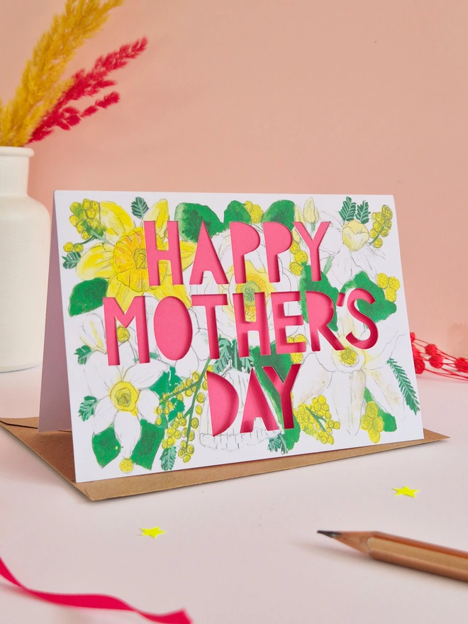 Happy Mother day card pink