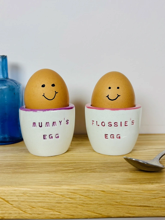 Pair of personalised egg cups