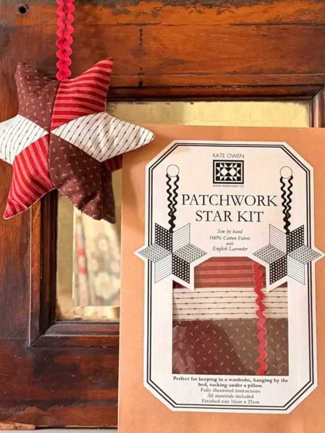 Lavender Patchwork Star Kit, close up. 