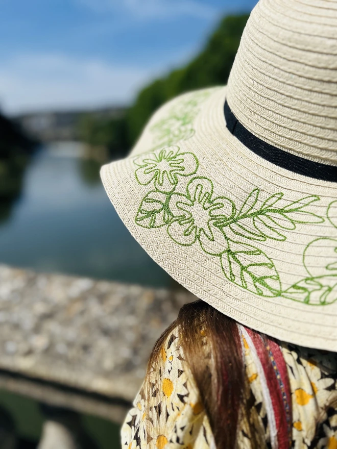 Embroidered Floral Sun Hat