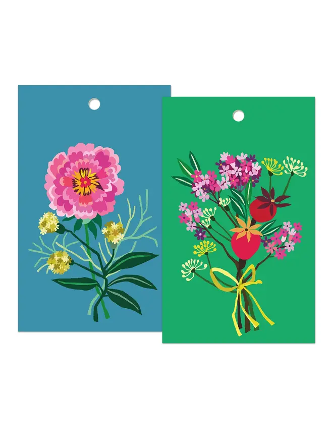 illustrated fleurs floral gift tags