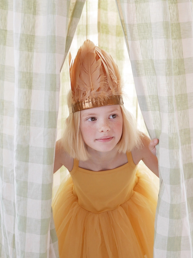 mustard tulle dress