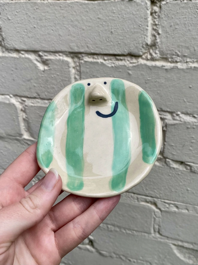 green stripe trinket tray
