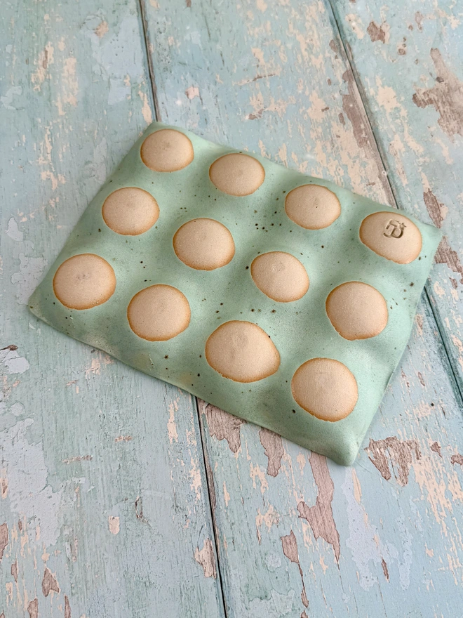 Ceramic Green speckled Egg Tray