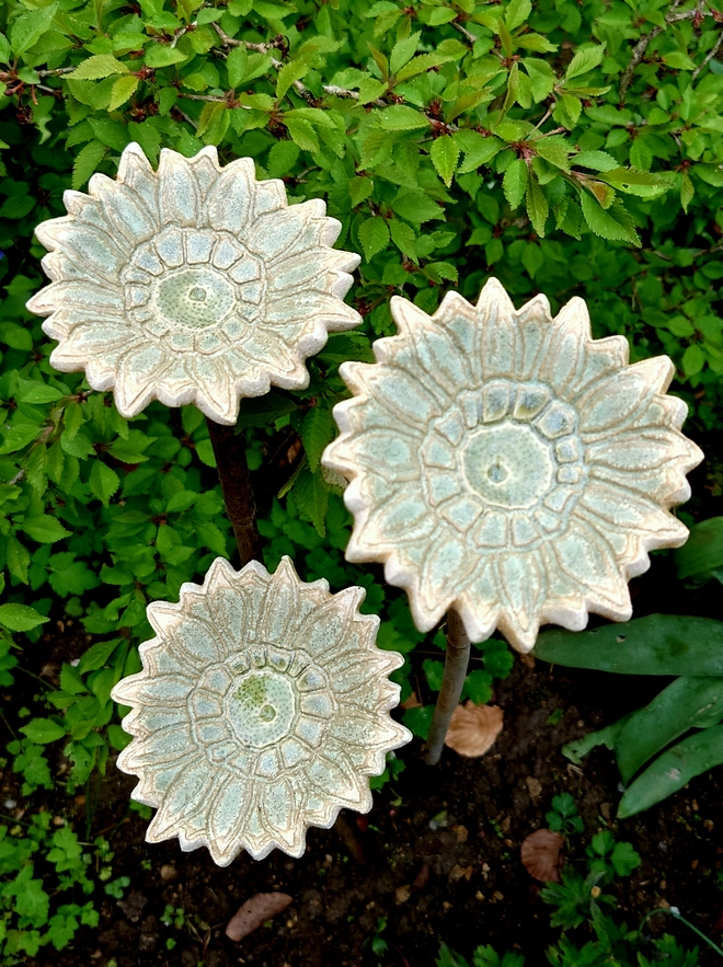 Sunflower ceramic garden cane topper