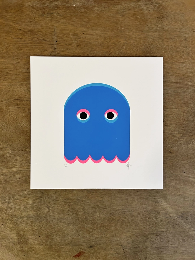 Screen Print, Blue and Pink Ghost, hannah Carvell, Limited edition