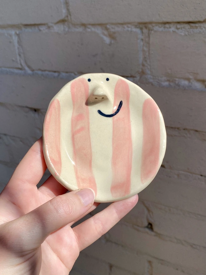 Blush stripe trinket tray