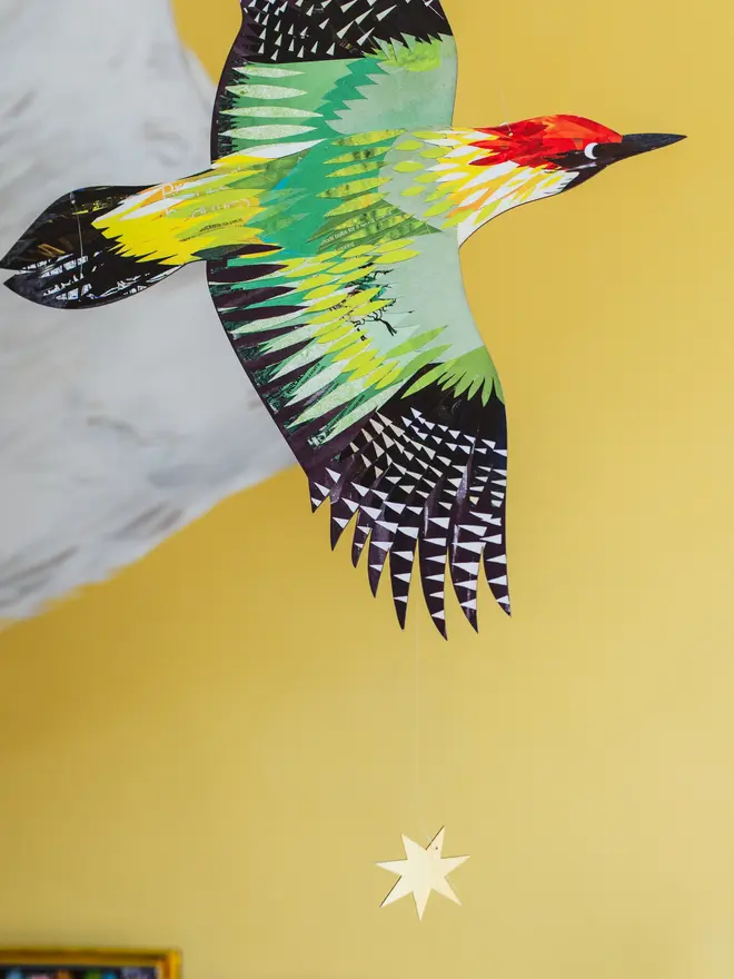 Green Woodpecker Decorative Hanging Bird Art