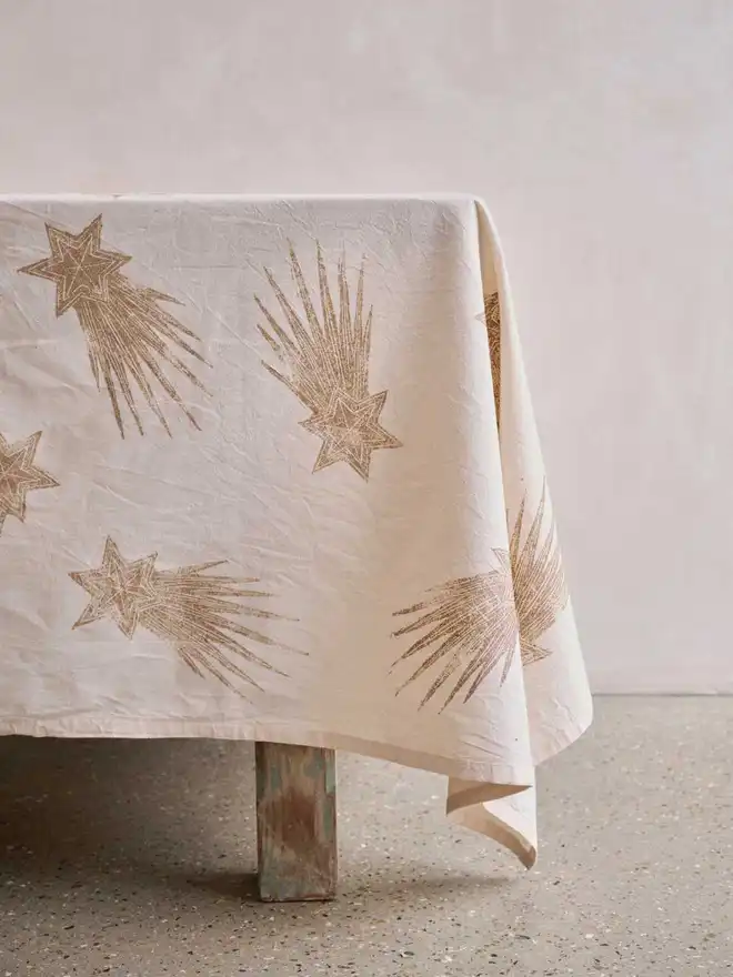 Gold Christmas Star Tablecloth