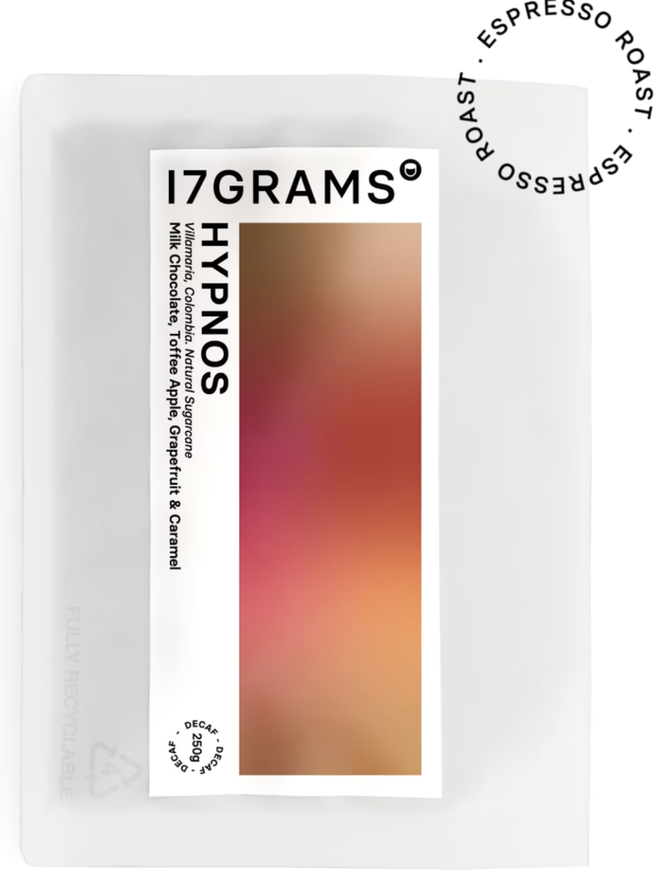 Hypnos Decaf. A bag of coffee.