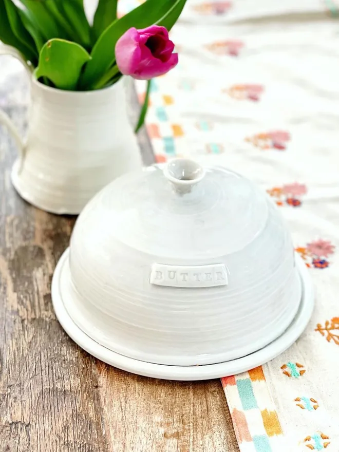 Personalised Handmade Porcelain Domed Butter Dish