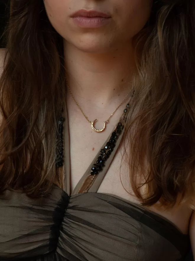 Gold half Moon necklace