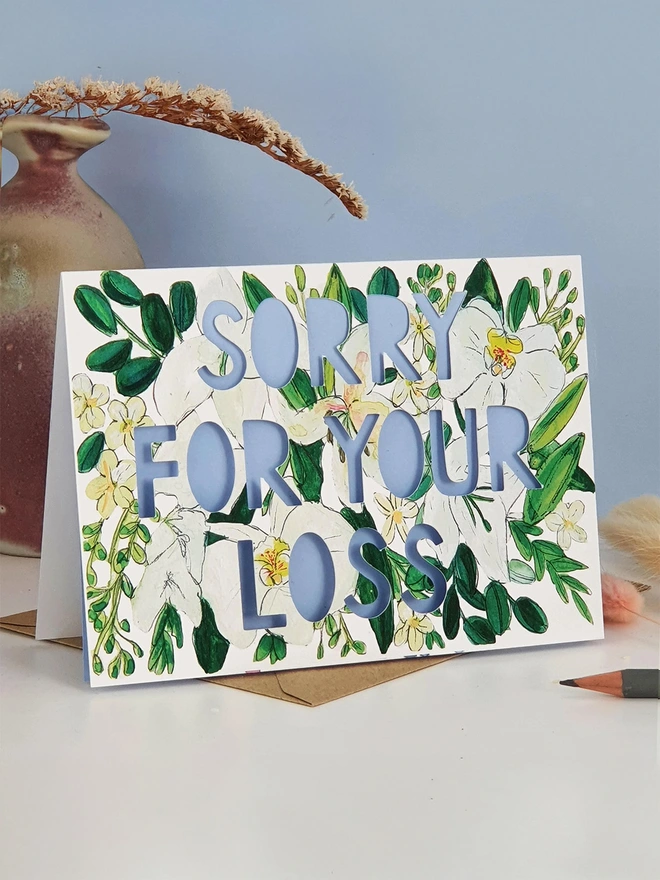 'Sorry For Your Loss' Paper Cut Sympathy Card