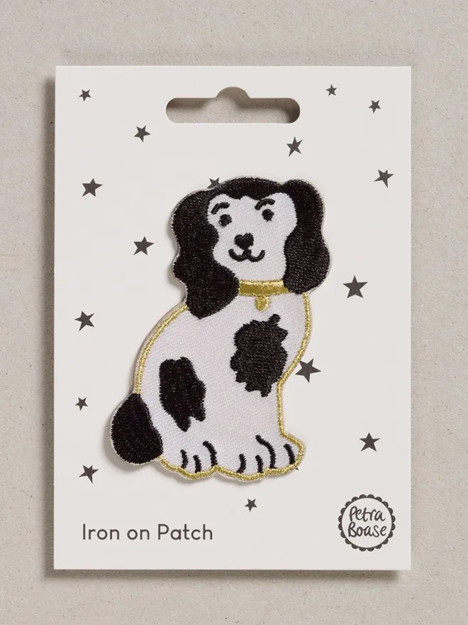 Dog Figurine embroidered iron on fabric patch