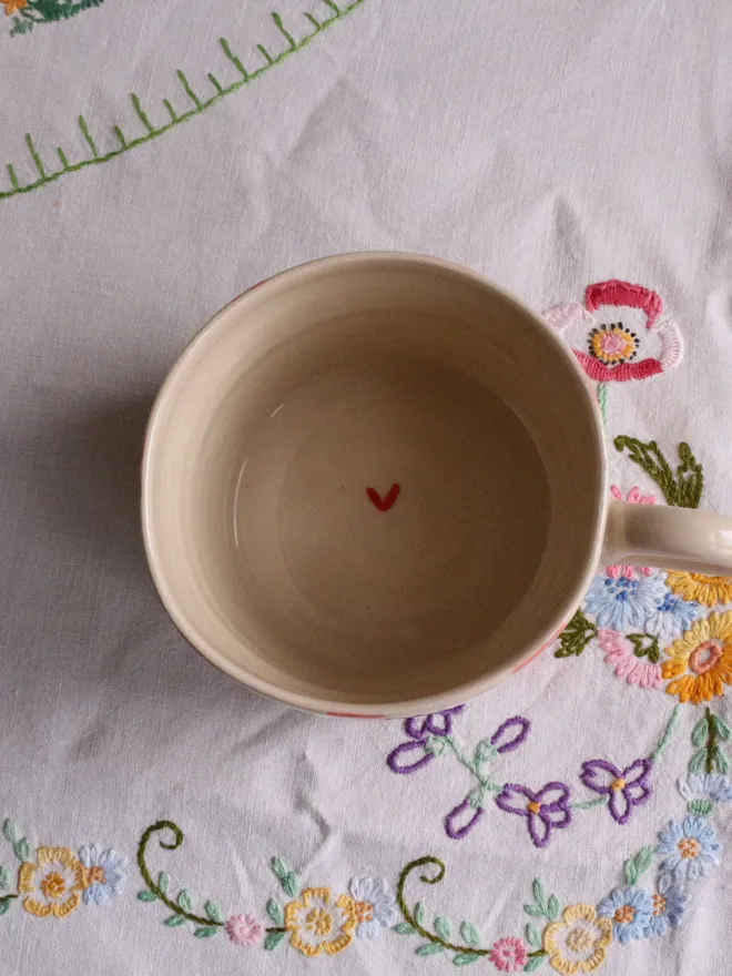 A Love mug for Valentines Day with a hand painted red heart