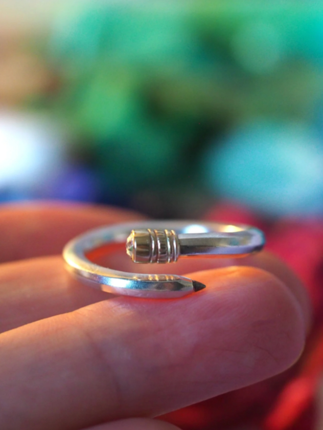 Pencil Ring. A pencil ring in diamond.