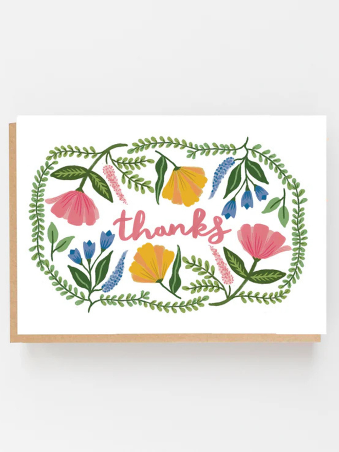 thank you floral folk design card