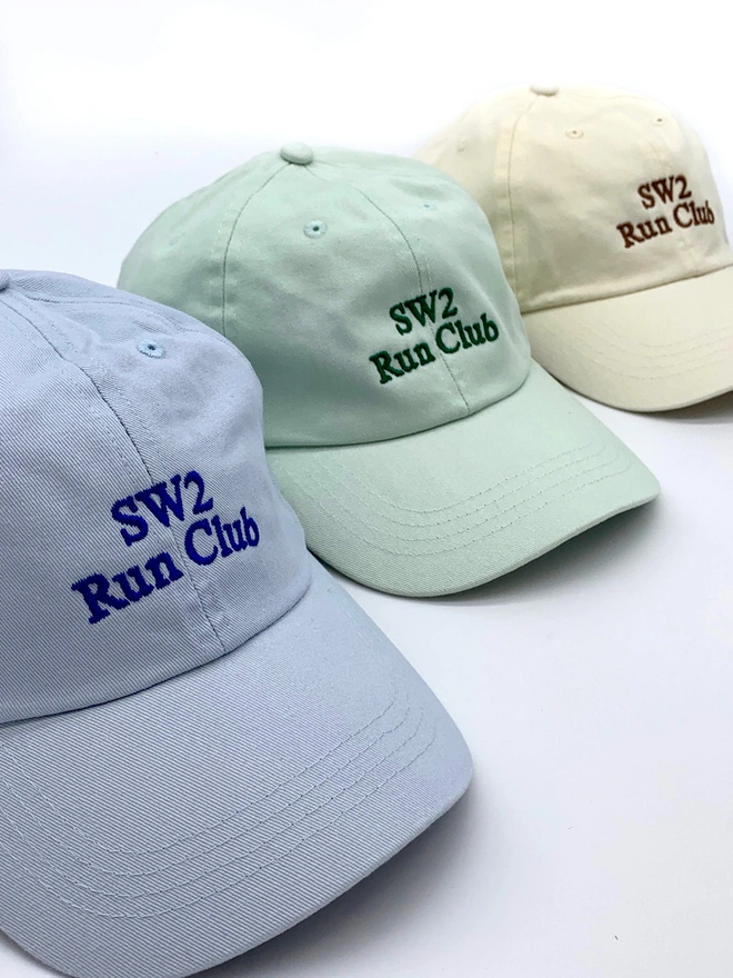 Personalised Slogan Cap Beige Mint and Pale Blue