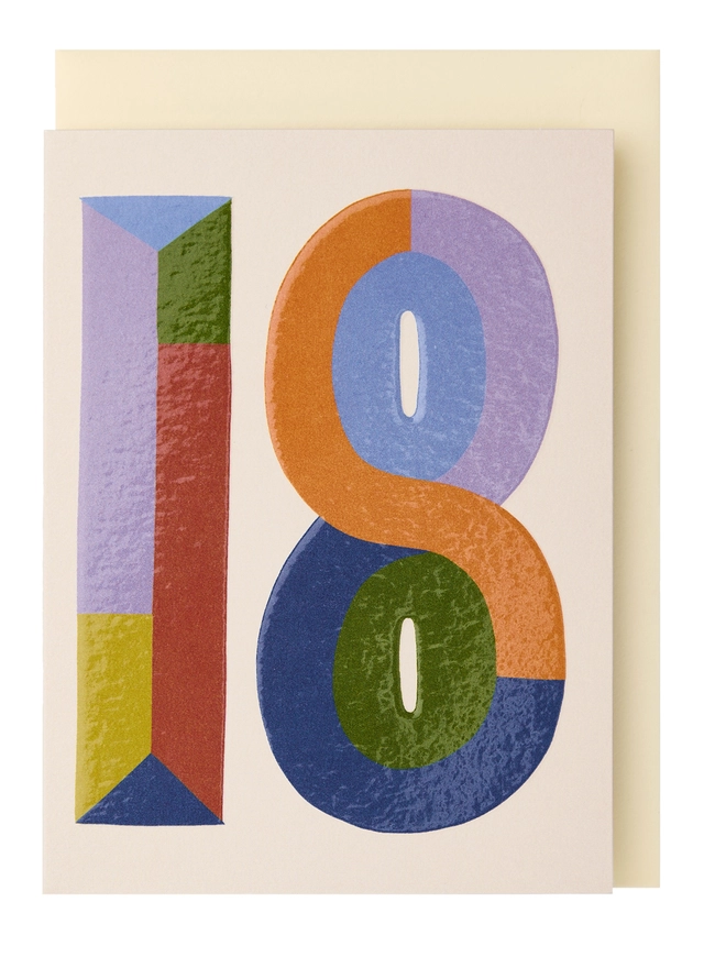 age 18 colour block mini greeting card