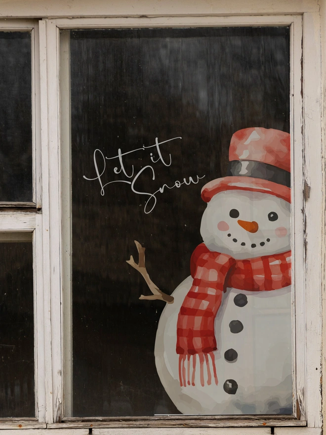 Let it snow let it snow snowman window sticker