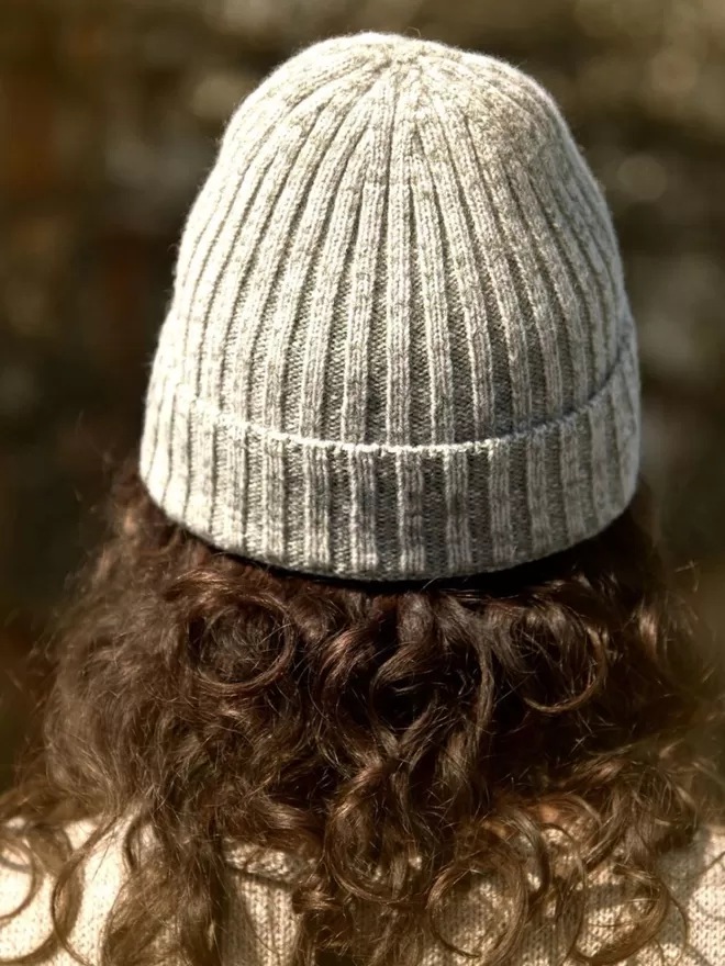 British Made Merino Wool Grey Beanie Hat