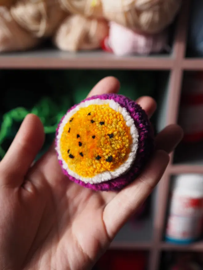 Handmade Passionfruit Pom Pom Bauble 