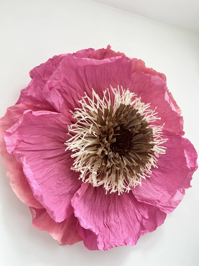 large pink paper poppy art