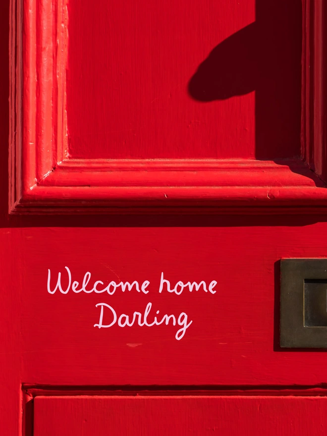 welcome home darling door sticker