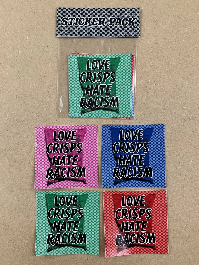 STICKER PACK, Love Crisps, Hate Racism
