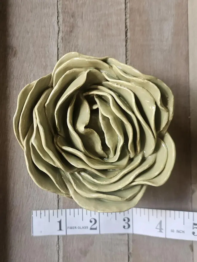 Olive green ceramic flower pottery gift wall decor 