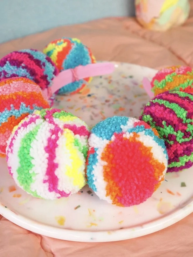 Pom Pom Rainbow Crown