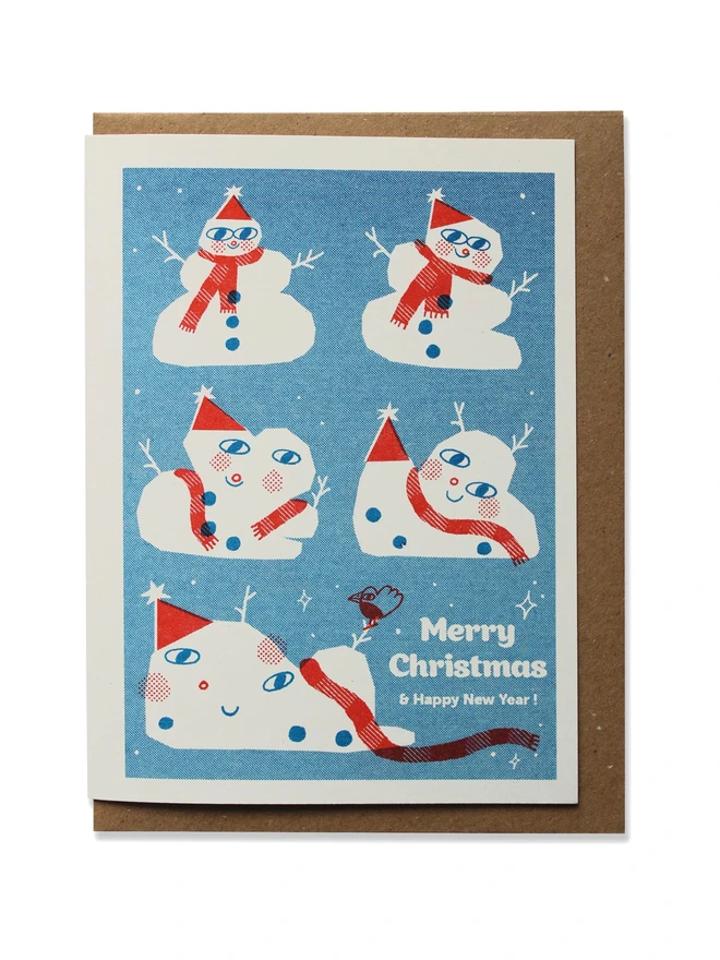 'Melting Snowman' A6 Riso Christmas Card